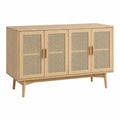 Credenza in legno e rattan a quattro ante