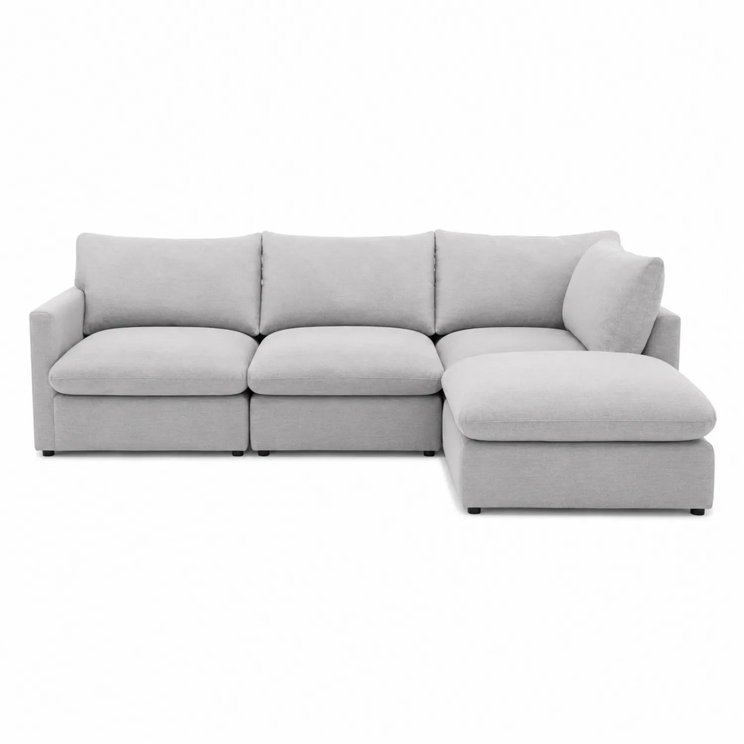 Divano angolare in tessuto poliestere grigio con chaise longue