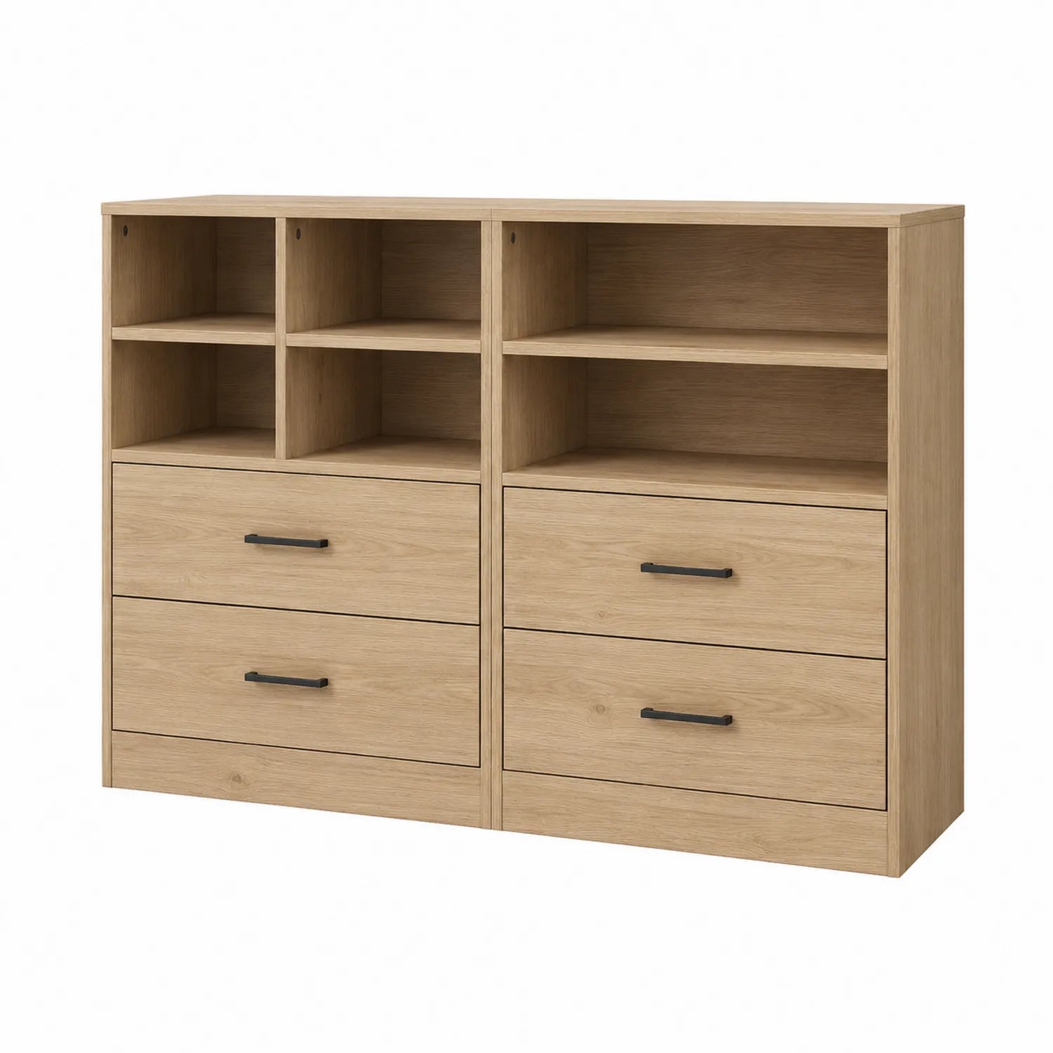 Cassettiera in Legno con Mensole e 4 Cassetti