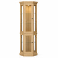 Vetrina Angolare in Rovere con Ripiani in Vetro Temperato e LED, 180x50x50 cm