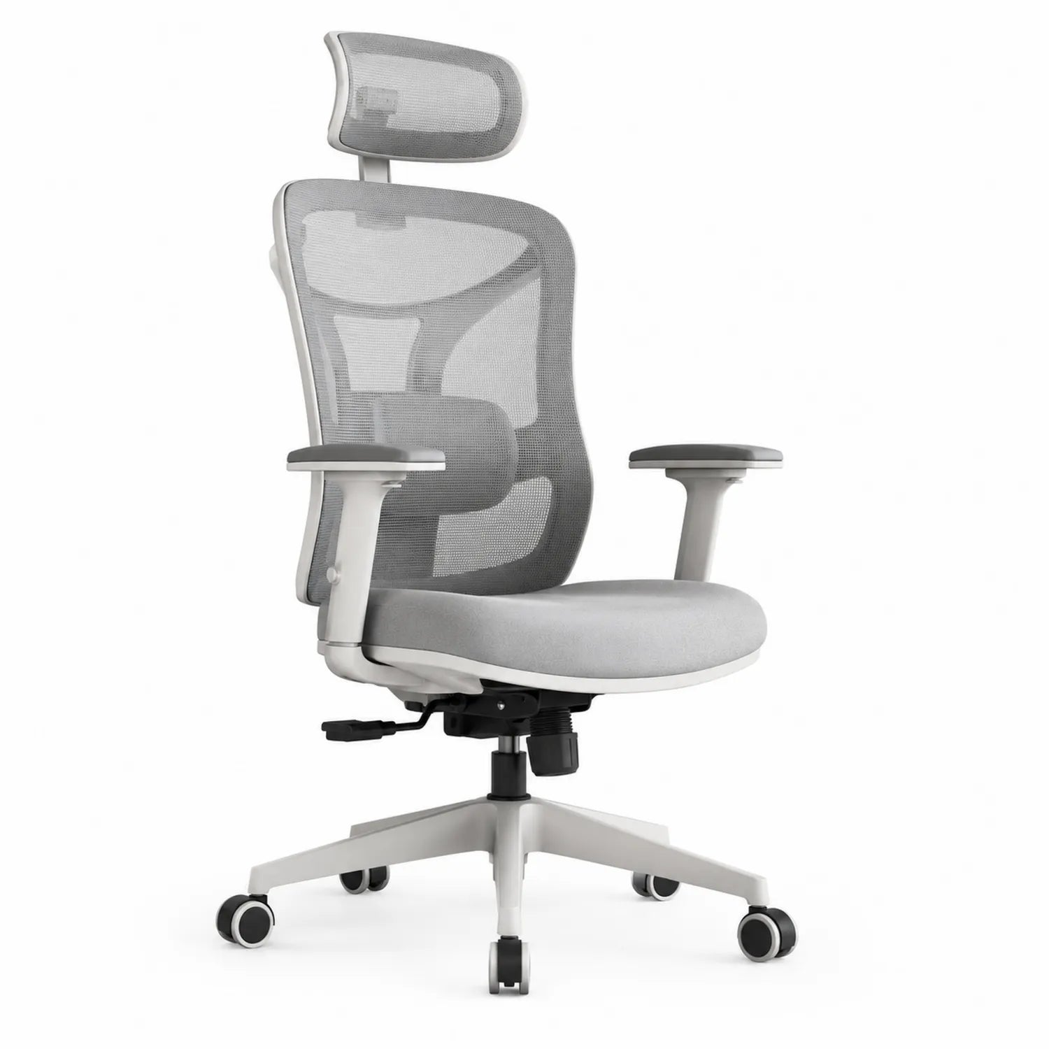 Sedia da ufficio ergonomica in rete e tessuto grigio