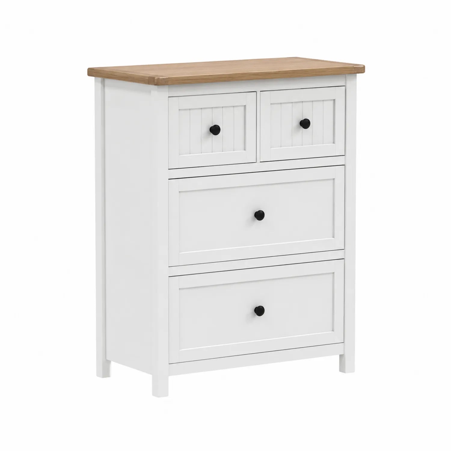 Cassettiera in Legno di Pino con 4 Cassetti Bianco 80x40x120 cm