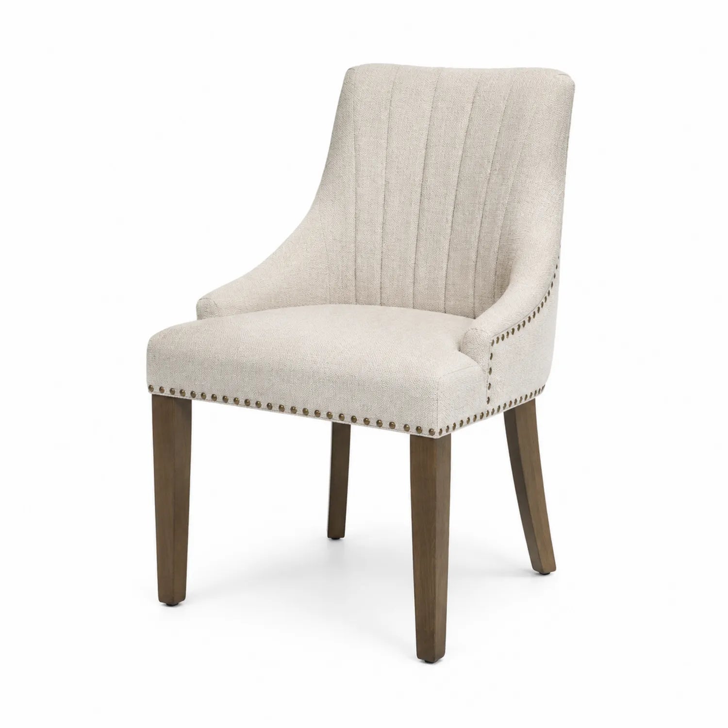 Sedia in tessuto con gambe in legno