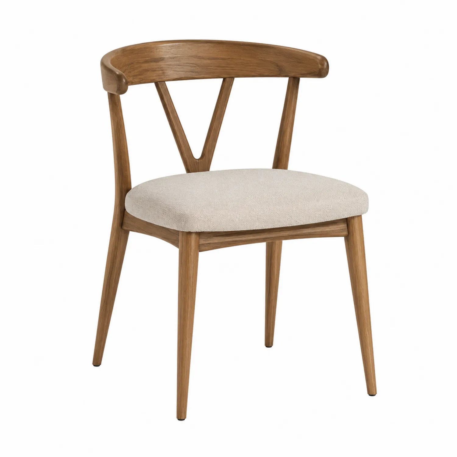 Sedia in Rovere con Seduta in Tessuto Beige