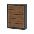 Cassettiera in Legno e Metallo Marrone e Nero 5 Cassetti