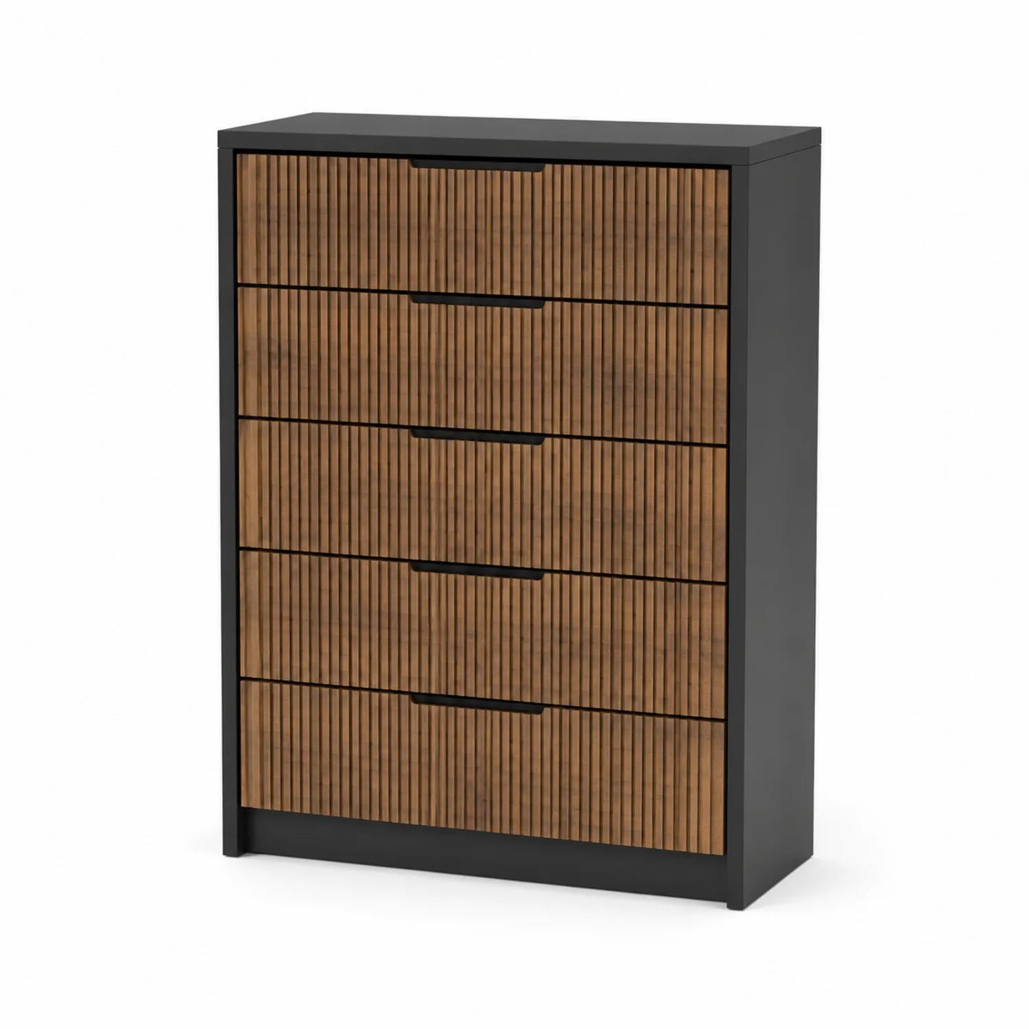 Cassettiera in Legno e Metallo Marrone e Nero 5 Cassetti