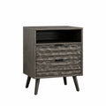 Comodino in Legno con Cassetti Grigio 60x40x70 cm
