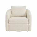 Poltrona girevole in tessuto beige con cuscino rimovibile