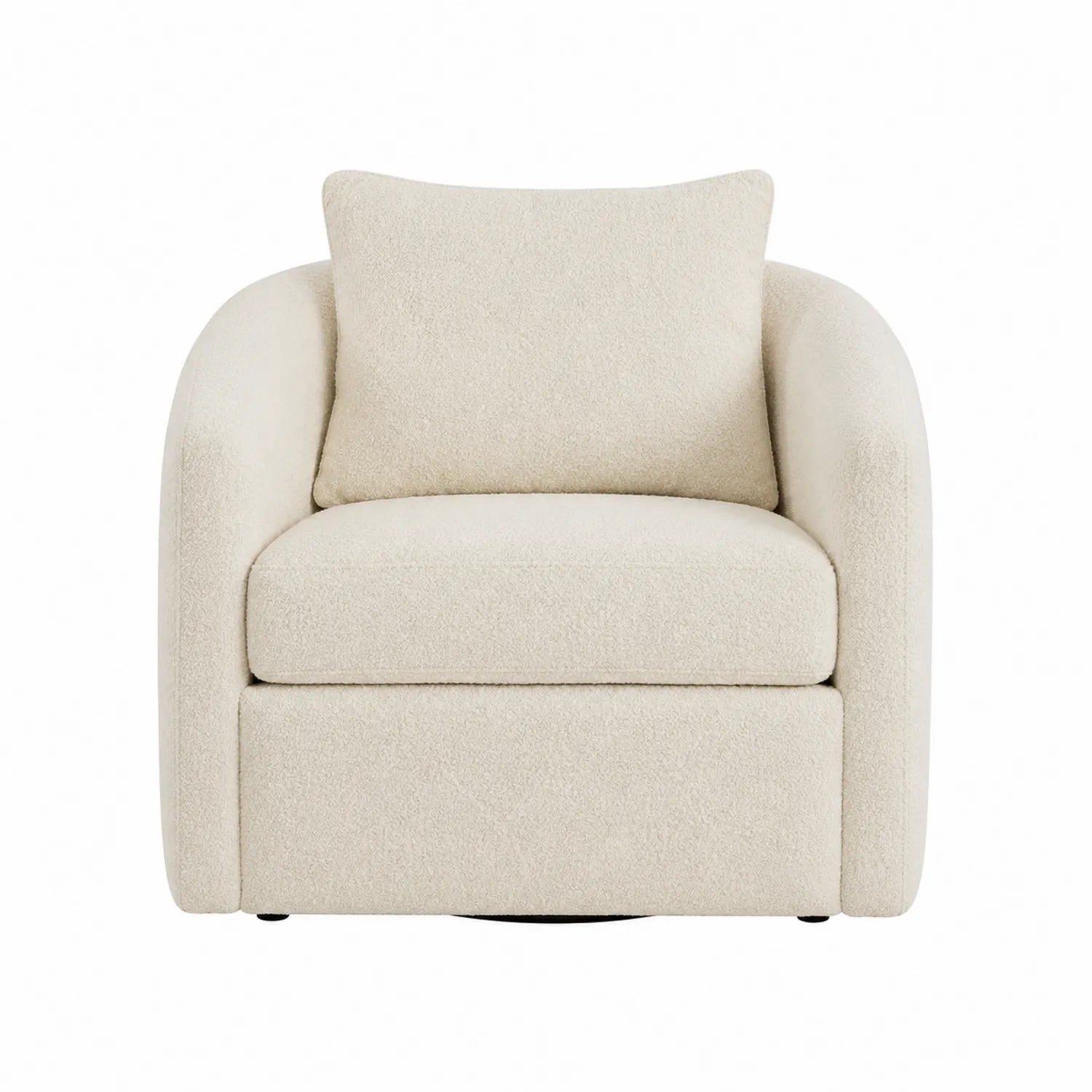 Poltrona girevole in tessuto beige con cuscino rimovibile