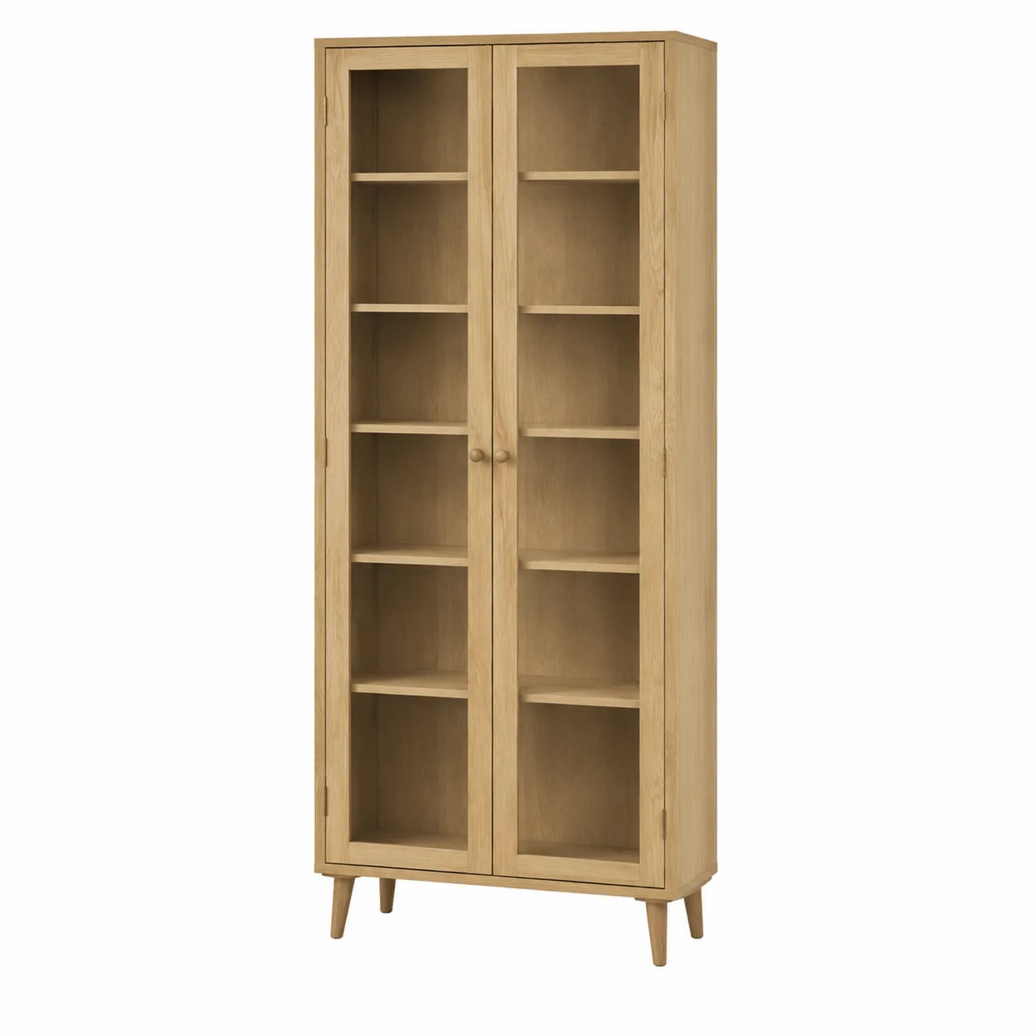 Armadio in legno di rovere con ante in vetro 180x80x30 cm