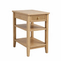 Comodino in Legno con Cassetto in Rattan e Ripiani