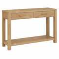 Consolle in Legno di Rovere con Cassetti e Ripiano 120x35x80 cm