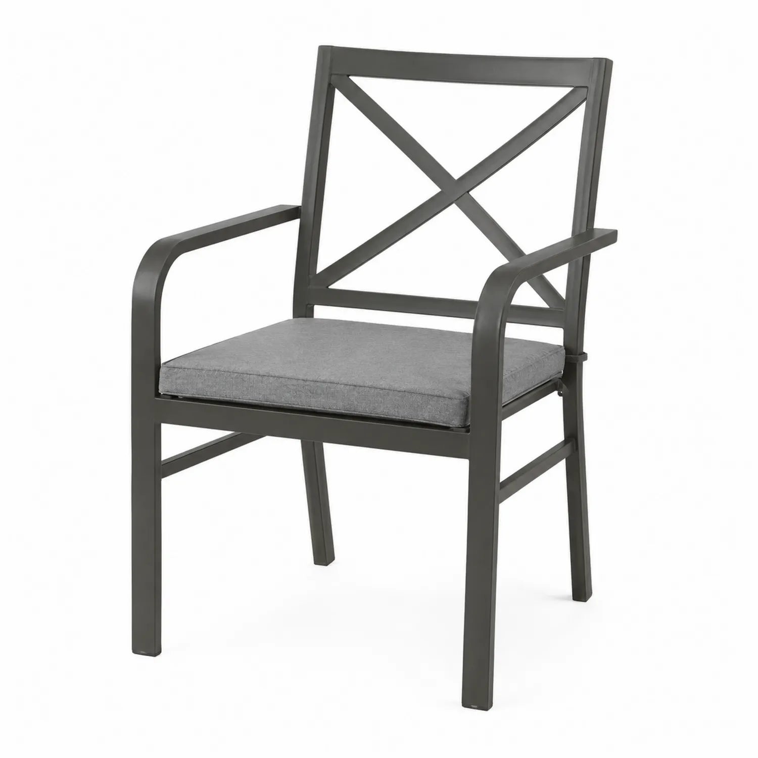 Sedia da Esterno in Metallo con Cuscino Grigio