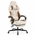Sedia ergonomica in pelle PU Beige/Marrone con poggiapiedi