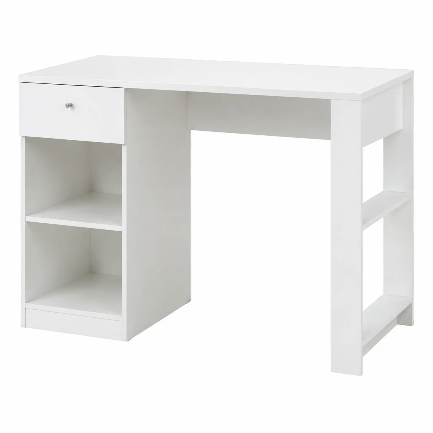 Scrivania in MDF con cassetto e mensole 120x50x75 cm Bianca