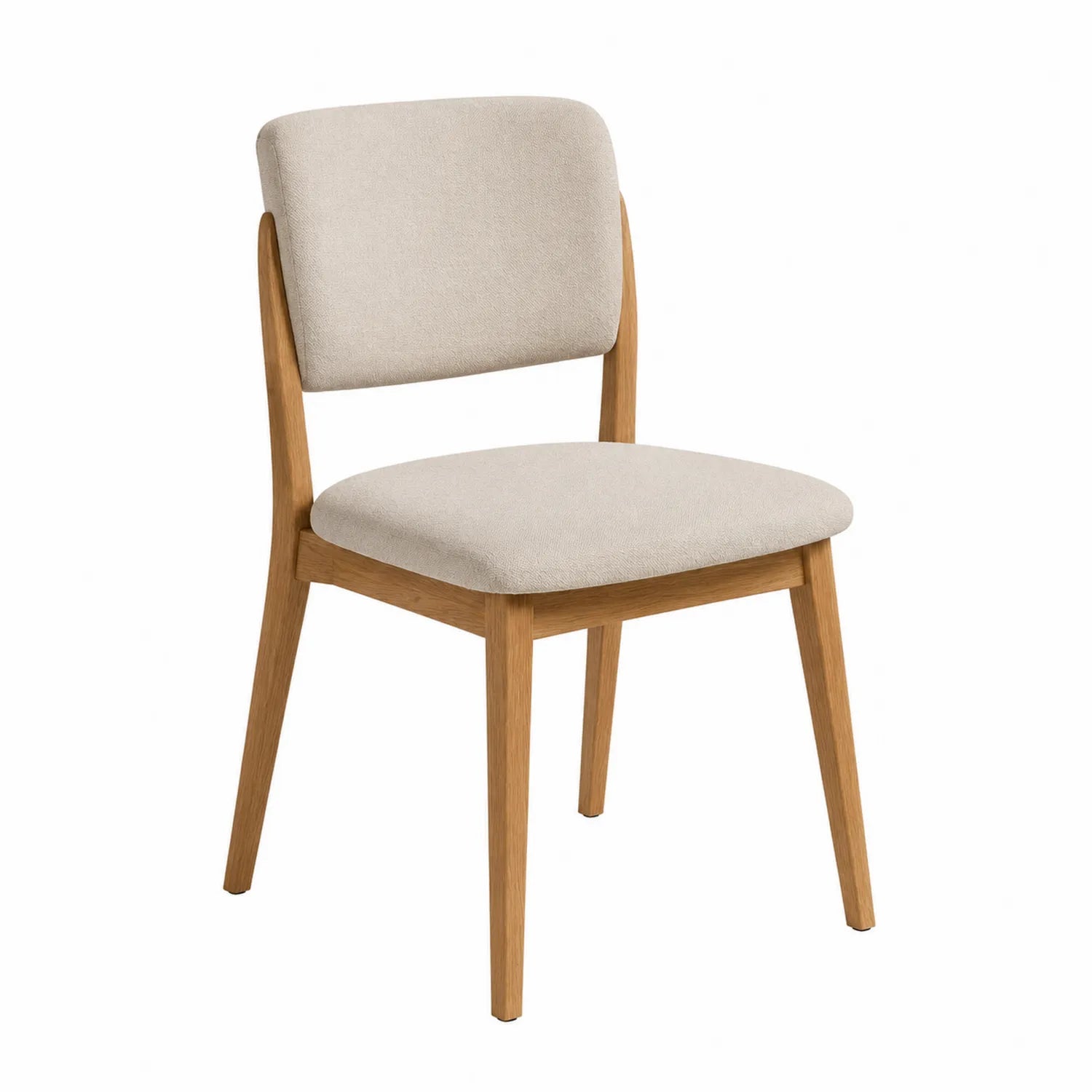 Sedia da pranzo in legno di quercia tessuto beige