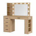 Toeletta con Specchio e Luci in Legno di Rovere