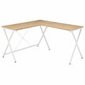 Scrivania angolare in legno mdf e metallo bianca 150x120x75 cm